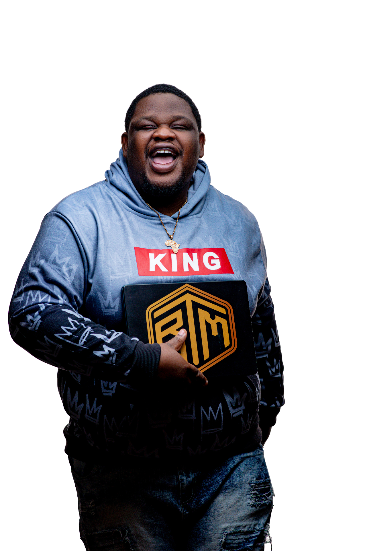 Vibrant studio portrait with clean background