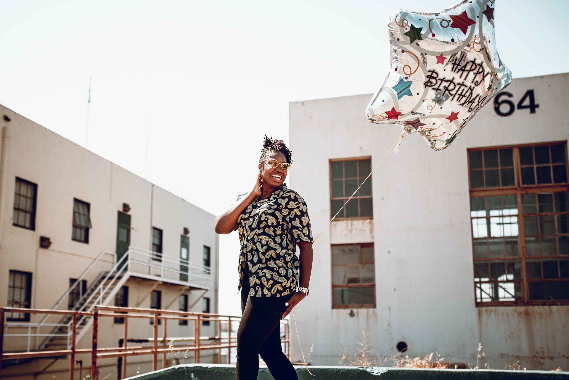 Joyful birthday celebration portrait outdoors